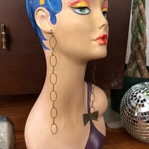 Artisan Handmade Antiqued Brass extra long shoulder dusters Earrings - 8” long